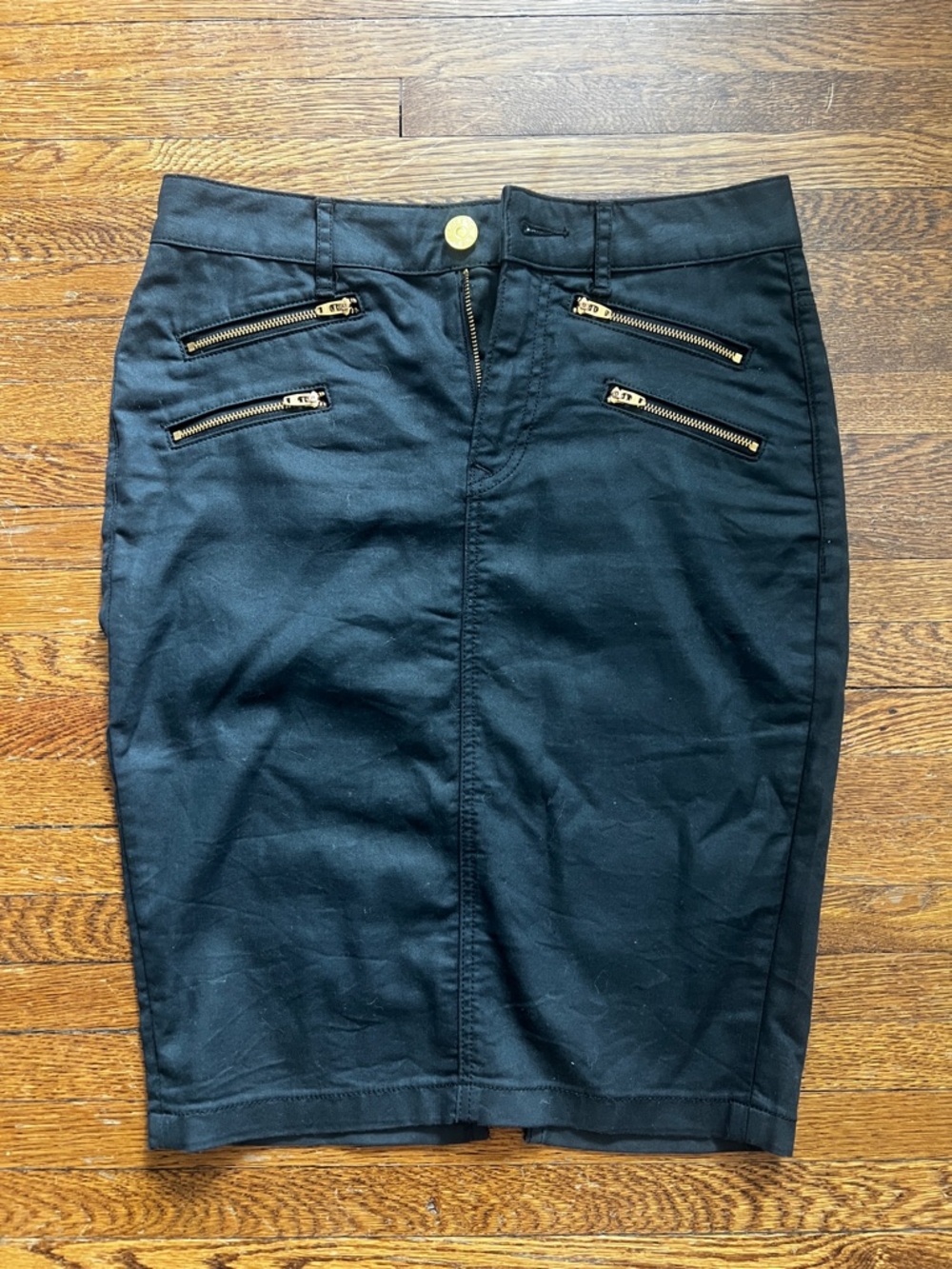 Express Jeans High Waisted Dark Denim‎ Knee Length Stretchy Pencil Skirt Size 4